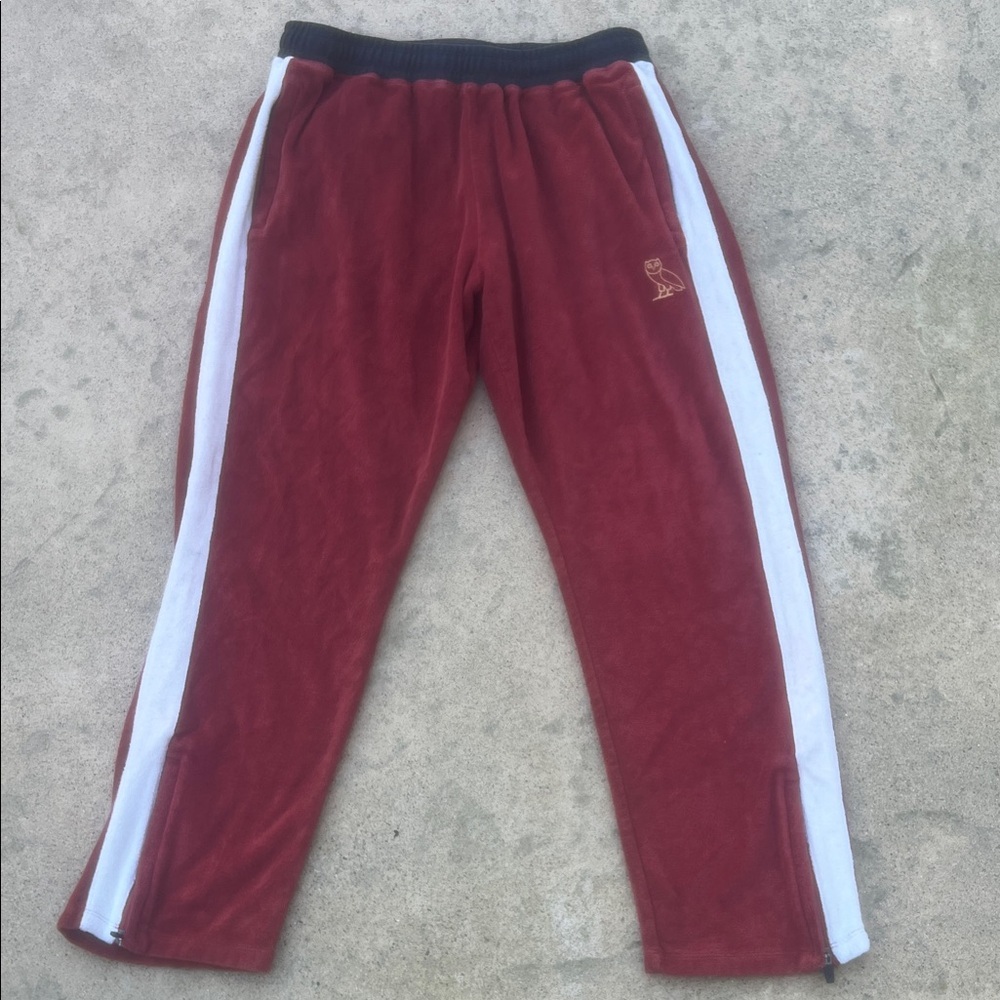 Octobers Very Own OVO Rust Red Orange Terry Track Sweatpants Women's Size XL